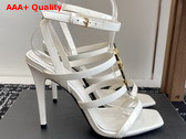 Saint Laurent Cassandra Sandals in Blanc Vintage Patent Leather Replica