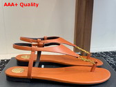 Saint Laurent Cassandra Sandals in Brown Smooth Leather Replica