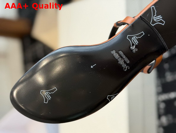 Saint Laurent Cassandra Sandals in Burnt Brown Smooth Leather 659817 Replica