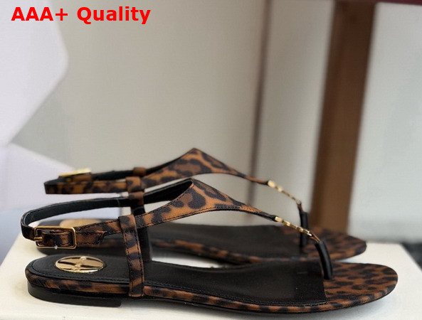 Saint Laurent Cassandra Sandals in Leopard Grosgrain 860715 Replica
