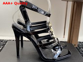 Saint Laurent Cassandra Sandals in Patent Leather Black Replica