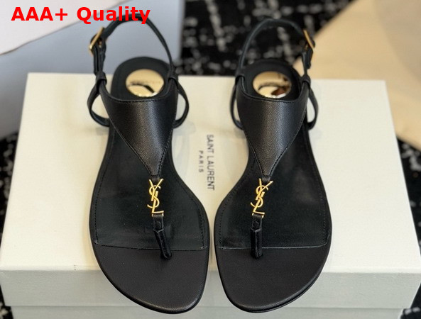 Saint Laurent Cassandra Sandals in Smooth Leather Black 841570 Replica