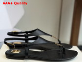 Saint Laurent Cassandra Sandals in Smooth Leather Black 841570 Replica