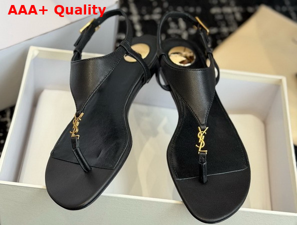 Saint Laurent Cassandra Sandals in Smooth Leather Black 841570 Replica