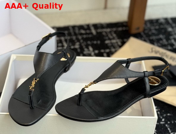 Saint Laurent Cassandra Sandals in Smooth Leather Black 841570 Replica