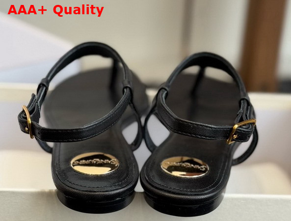 Saint Laurent Cassandra Sandals in Smooth Leather Black 841570 Replica