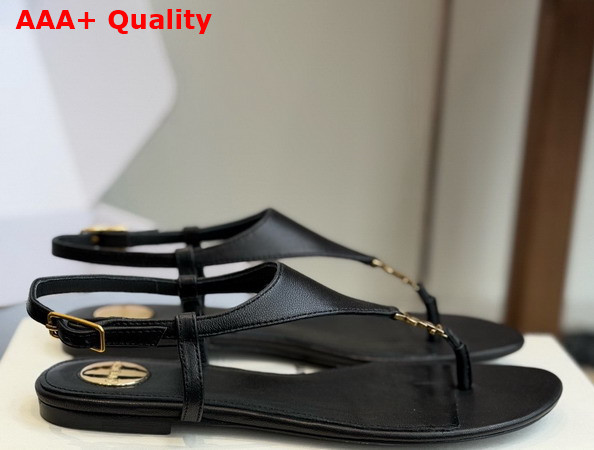 Saint Laurent Cassandra Sandals in Smooth Leather Black 841570 Replica