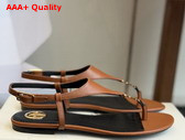 Saint Laurent Cassandra Sandals in Smooth Leather Brown 841570 Replica