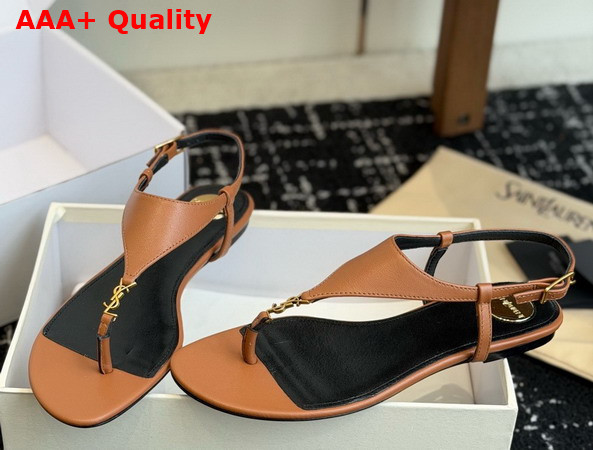 Saint Laurent Cassandra Sandals in Smooth Leather Brown 841570 Replica