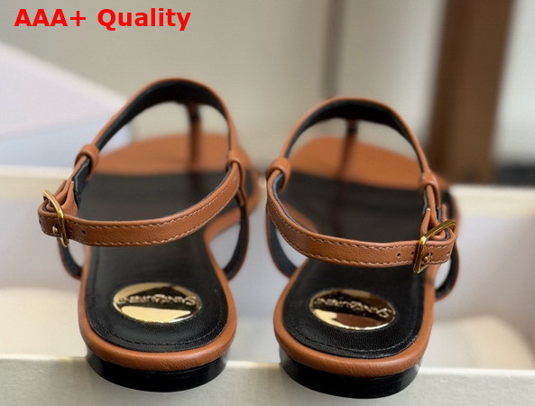 Saint Laurent Cassandra Sandals in Smooth Leather Brown 841570 Replica