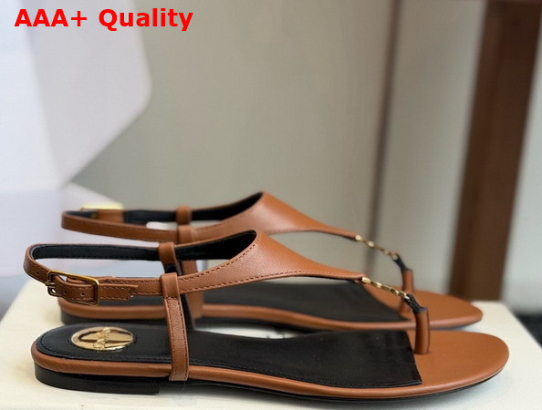 Saint Laurent Cassandra Sandals in Smooth Leather Brown 841570 Replica