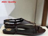 Saint Laurent Cassandra Sandals in Smooth Leather Dark Brown 841570 Replica