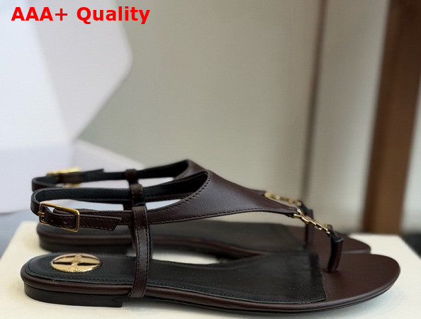 Saint Laurent Cassandra Sandals in Smooth Leather Dark Brown 841570 Replica