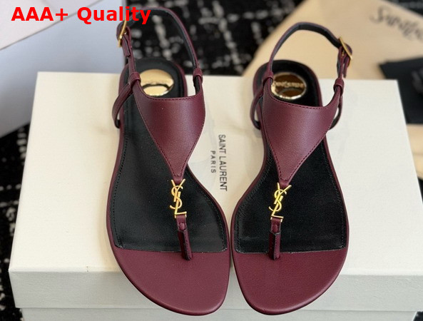 Saint Laurent Cassandra Sandals in Smooth Leather Vintage Bordeaux 841570 Replica