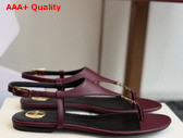 Saint Laurent Cassandra Sandals in Smooth Leather Vintage Bordeaux 841570 Replica