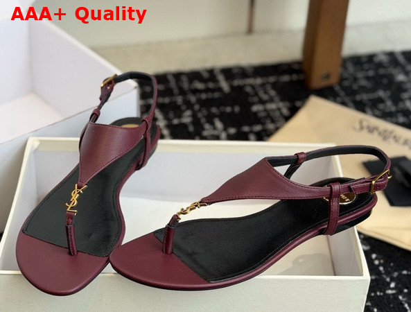 Saint Laurent Cassandra Sandals in Smooth Leather Vintage Bordeaux 841570 Replica