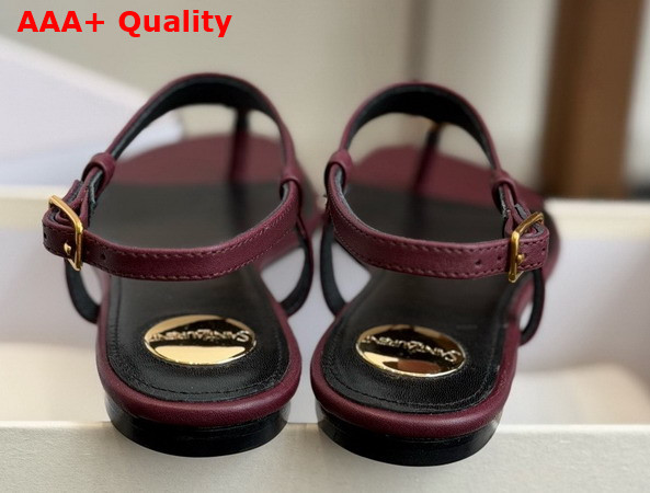 Saint Laurent Cassandra Sandals in Smooth Leather Vintage Bordeaux 841570 Replica