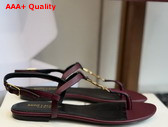 Saint Laurent Cassandra Sandals in Vintage Bordeaux Smooth Leather 659817 Replica