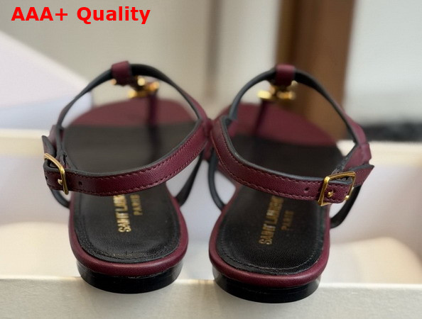 Saint Laurent Cassandra Sandals in Vintage Bordeaux Smooth Leather 659817 Replica