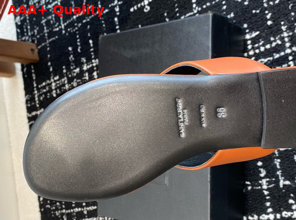 Saint Laurent Cassandra Slides in Brown Smooth Leather Replica