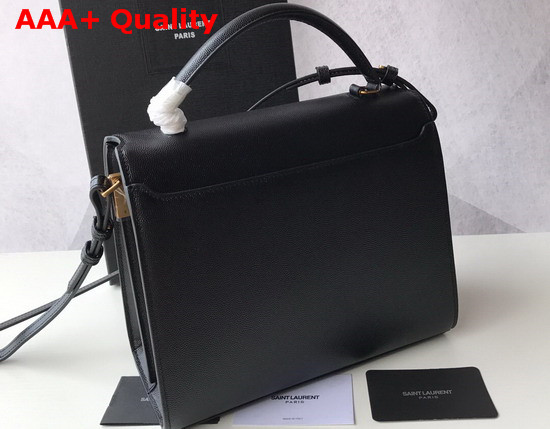 Saint Laurent Cassandra Top Handle Medium Bag in Black Grain De Poudre Embossed Leather Replica