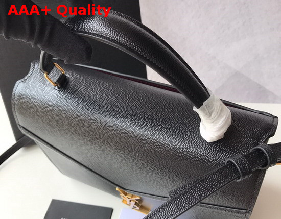 Saint Laurent Cassandra Top Handle Medium Bag in Black Grain De Poudre Embossed Leather Replica