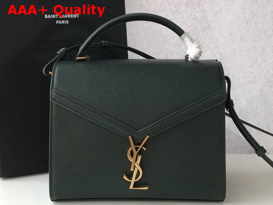 Saint Laurent Cassandra Top Handle Medium Bag in Dark Green Grain De Poudre Embossed Leather Replica