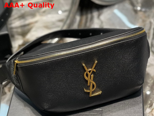 Saint Laurent Cassandre Classic Belt Bag in Black Grain de Poudre Embossed Leather Replica