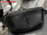 Saint Laurent Cassandre Classic Belt Bag in Black Grain de Poudre Embossed Leather with Matte Black Metal Replica