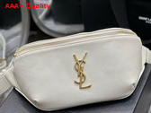 Saint Laurent Cassandre Classic Belt Bag in Blanc Grain de Poudre Embossed Leather Replica