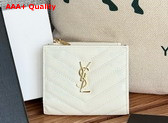 Saint Laurent Cassandre Matelasse Bi Fold Wallet in Blanc Vintage Grain de Poudre Leather Replica