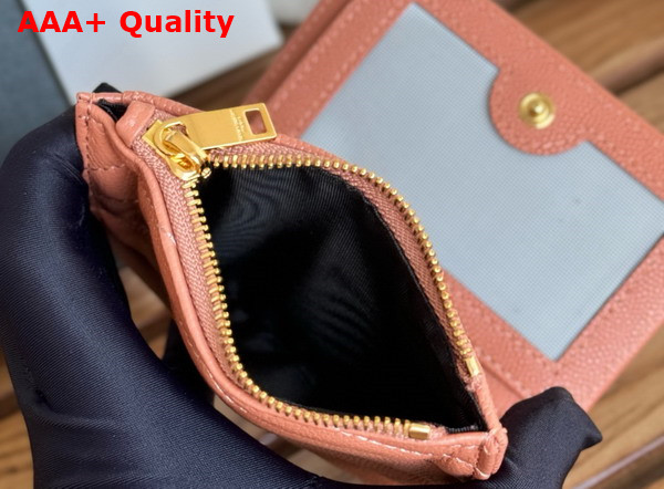 Saint Laurent Cassandre Matelasse Bi Fold Wallet in Dusty Pink Grain de Poudre Leather Replica