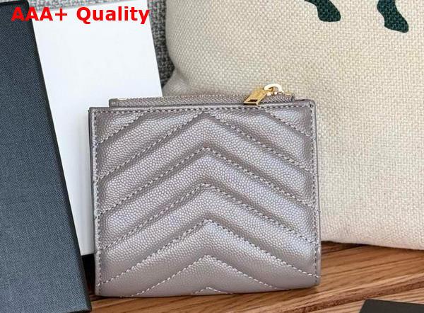 Saint Laurent Cassandre Matelasse Bi Fold Wallet in Fog Grain de Poudre Leather Replica