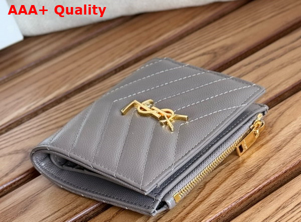 Saint Laurent Cassandre Matelasse Bi Fold Wallet in Fog Grain de Poudre Leather Replica