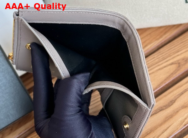 Saint Laurent Cassandre Matelasse Bi Fold Wallet in Fog Grain de Poudre Leather Replica