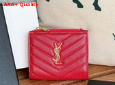 Saint Laurent Cassandre Matelasse Bi Fold Wallet in Red Grain de Poudre Leather Replica