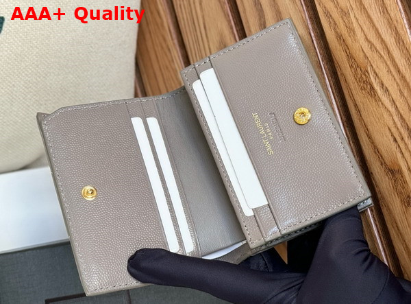 Saint Laurent Cassandre Matelasse Flap Card Case in Fog Grain de Poudre Leather Replica