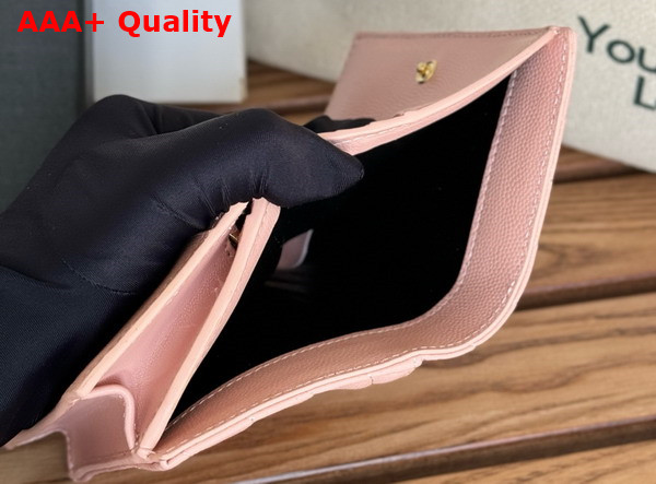 Saint Laurent Cassandre Matelasse Flap Card Case in Pink Grain de Poudre Leather Replica