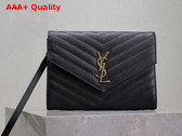 Saint Laurent Cassandre Matelasse Flap Pouch in Grain de Poudre Leather Black Replica