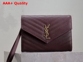 Saint Laurent Cassandre Matelasse Flap Pouch in Grain de Poudre Leather Rouge Cabernet Replica