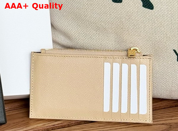Saint Laurent Cassandre Matelasse Fragments Card Case in Beige Grain de Poudre Leather Replica