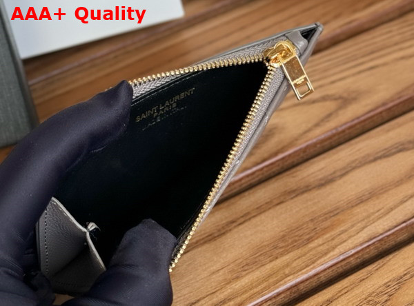 Saint Laurent Cassandre Matelasse Fragments Card Case in Fog Grain de Poudre Leather Replica