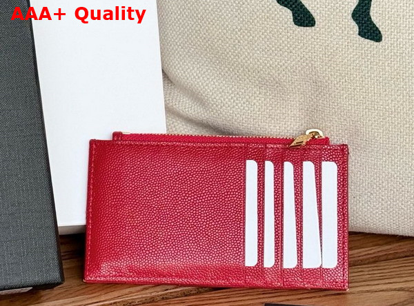 Saint Laurent Cassandre Matelasse Fragments Card Case in Red Grain de Poudre Leather Replica
