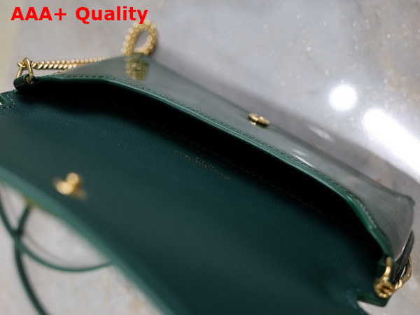 Saint Laurent Cassandre Phone Holder in Patent Leather Dark Green Replica