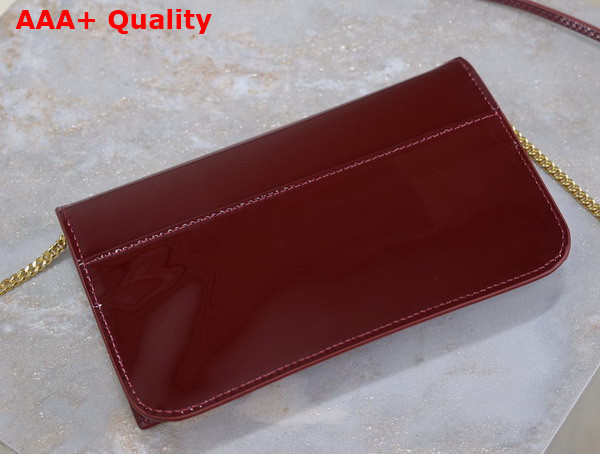 Saint Laurent Cassandre Phone Holder in Patent Leather Dark Red Wine Replica