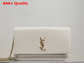 Saint Laurent Cassandre Phone Holder in Shiny Crocodile Embossed Leather Blanc Vintage Replica