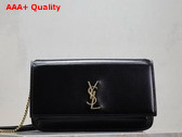 Saint Laurent Cassandre Phone Holder in Smooth Leather Black Replica