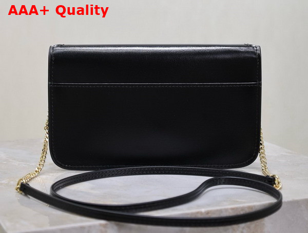 Saint Laurent Cassandre Phone Holder in Smooth Leather Black Replica