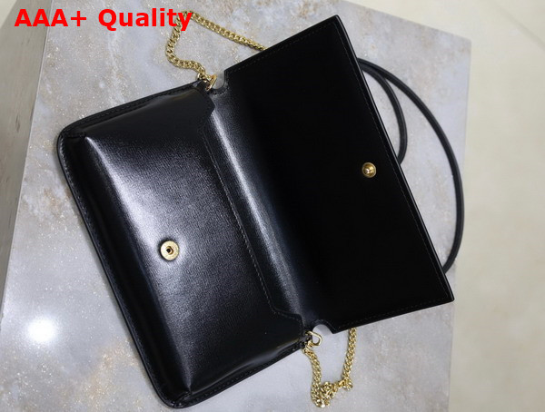 Saint Laurent Cassandre Phone Holder in Smooth Leather Black Replica