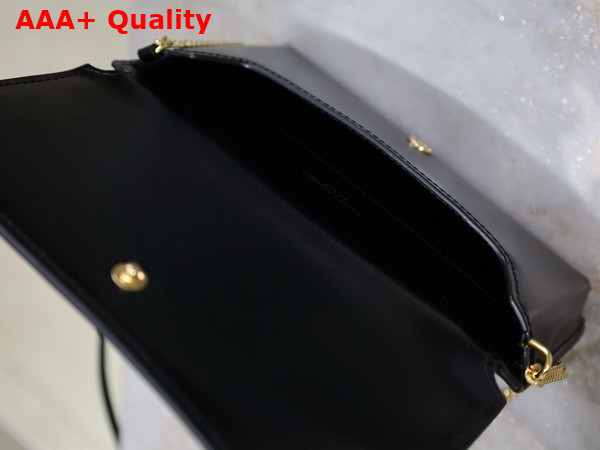 Saint Laurent Cassandre Phone Holder in Smooth Leather Black Replica